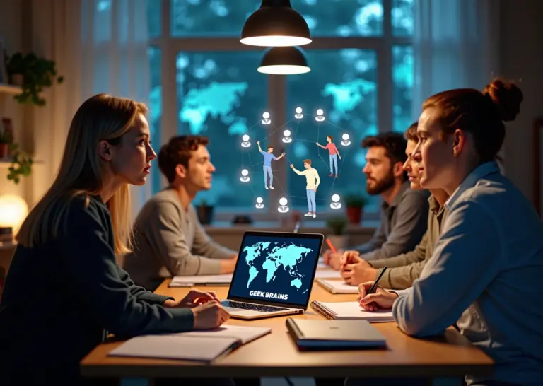 Взрослые студенты обучаются онлайн на платформе GeekBrains из домашнего офиса